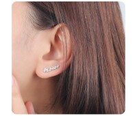 Silver Rectangle with CZ Stone Earrings EL-3578